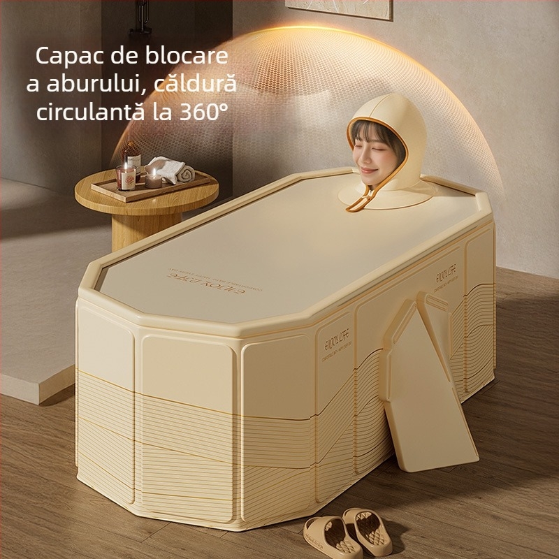 Cadă pliabilă pentru adulți, PVC izolat gros, pentru baie acasă