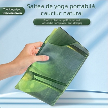 Prosop de yoga și covoraș de yoga pliabil (Material: suede + cauciuc natural; Grosime: 1.5 mm; Greutate: 1.3 kg)