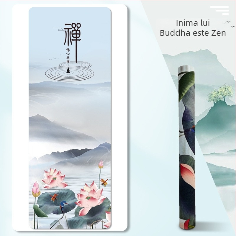 Prosop de yoga și covoraș de yoga pliabil (Material: suede + cauciuc natural; Grosime: 1.5 mm; Greutate: 1.3 kg)