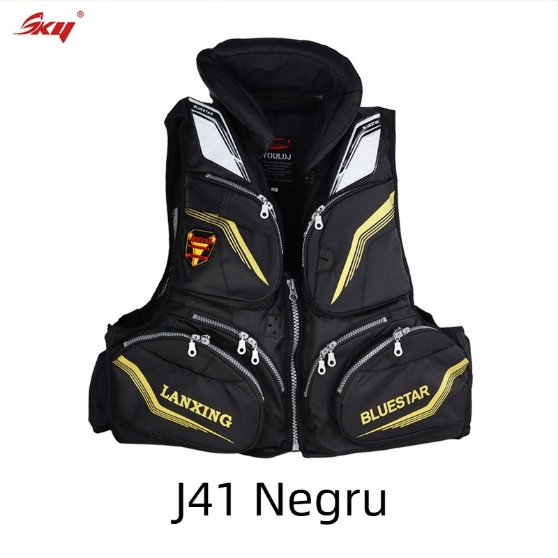 Vestă de salvare pentru adulți, cu plutaj mare, pentru pescuit în mare și surfing, material Oxford, 6 buzunare cu clapete, specificație 60