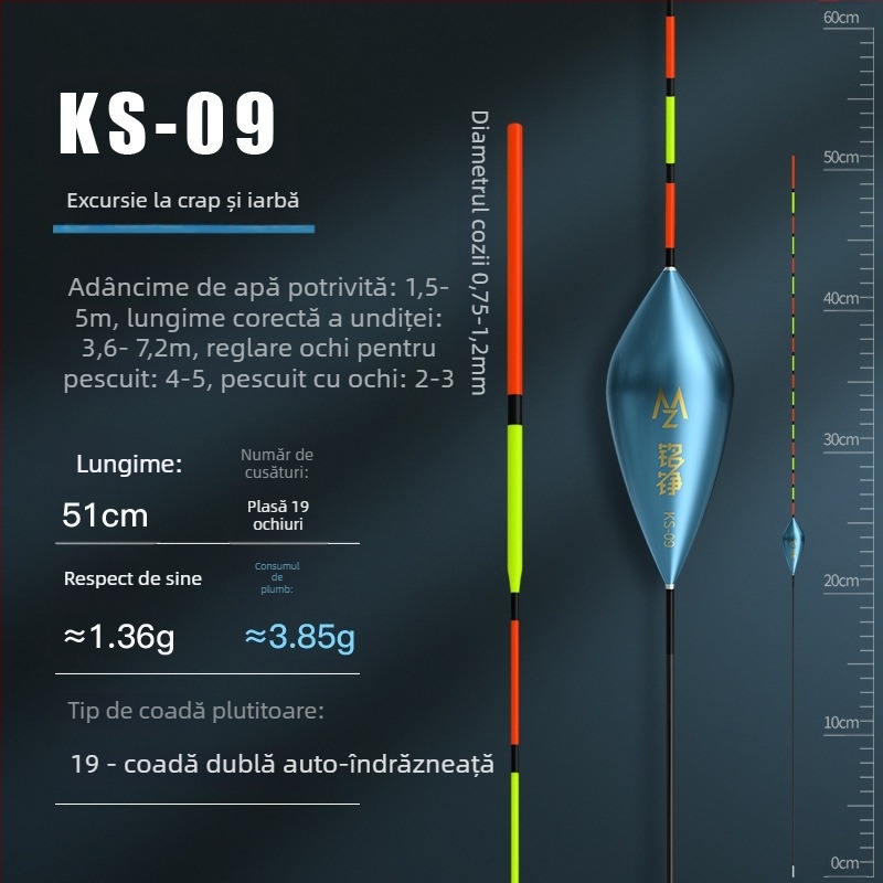 Mingzheng Nano Float pentru drift vertical – sensibilitate înaltă pentru crap și caras, model competitiv