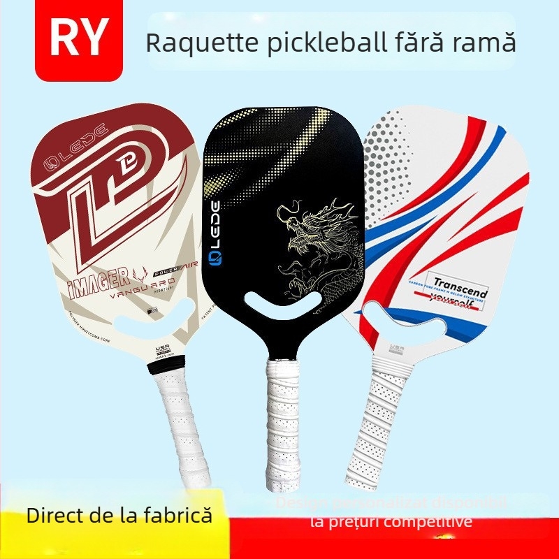 Rachetă pickleball fără ramă, din fibre de carbon, construcție integrată prin presare la cald, nivel profesionist de concurs, greutate 210 g
