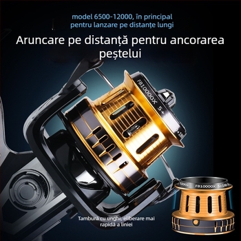 Hasda mulinetă de pescuit, din metal integral, rezistentă la apă sărată, pescuit marin cu rază lungă, model 10000