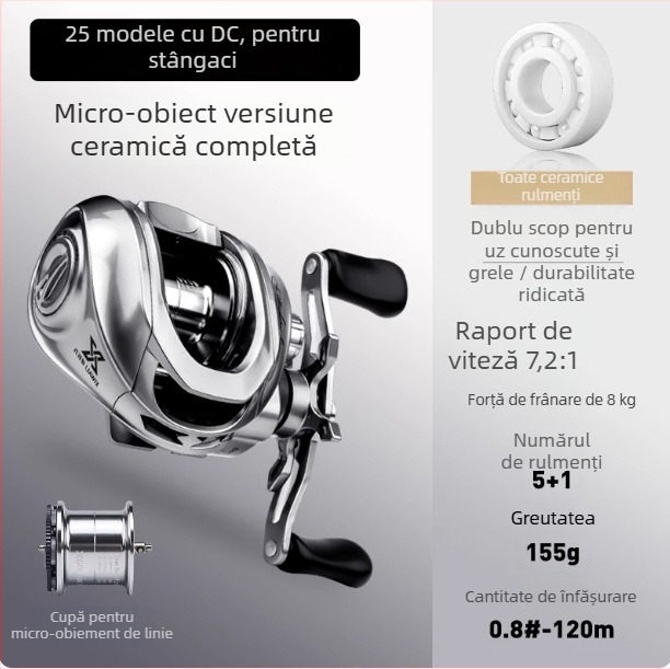 Mulină de pescuit spinning pentru năluci micro cu frână DC, ultraușoară, aruncare lungă, corp în formă de picătură