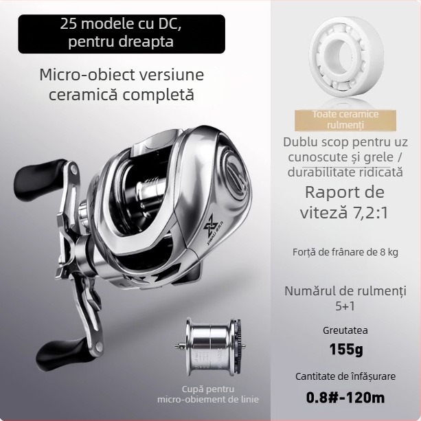Mulină de pescuit spinning pentru năluci micro cu frână DC, ultraușoară, aruncare lungă, corp în formă de picătură
