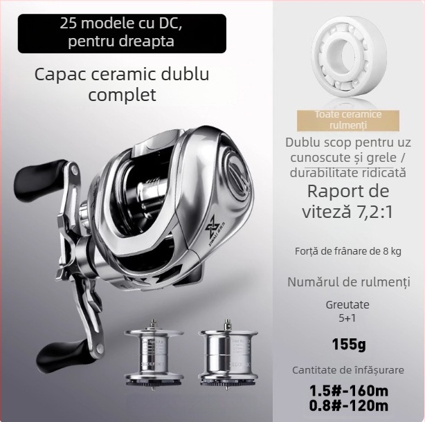 Mulină de pescuit spinning pentru năluci micro cu frână DC, ultraușoară, aruncare lungă, corp în formă de picătură