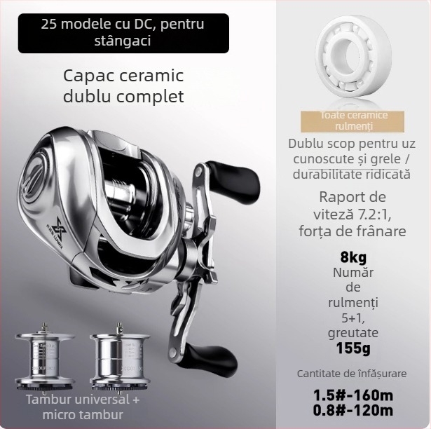 Mulină de pescuit spinning pentru năluci micro cu frână DC, ultraușoară, aruncare lungă, corp în formă de picătură