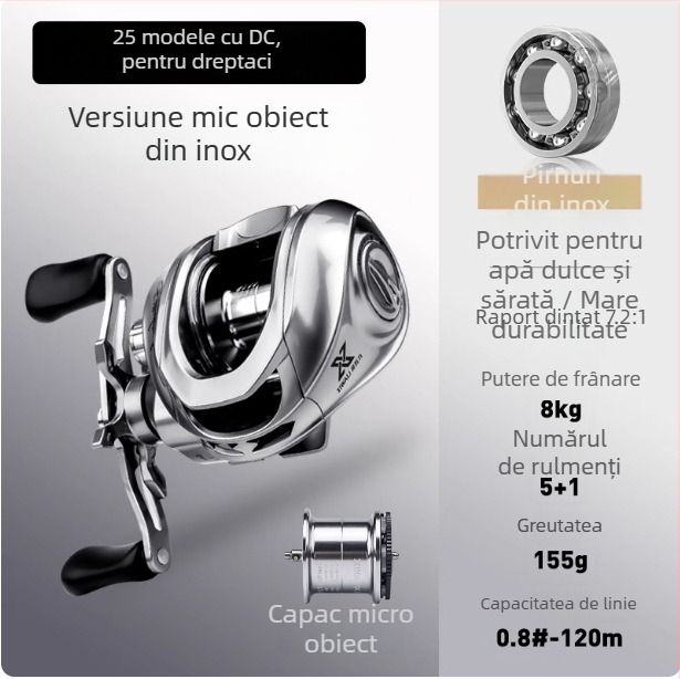Mulină de pescuit spinning pentru năluci micro cu frână DC, ultraușoară, aruncare lungă, corp în formă de picătură