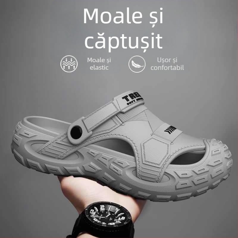 Sandale bărbați EVA, respirante, anti miros, antiderapante, EVA partea superioară și talpa, slip-on, stil coreean, pentru activități în apă
