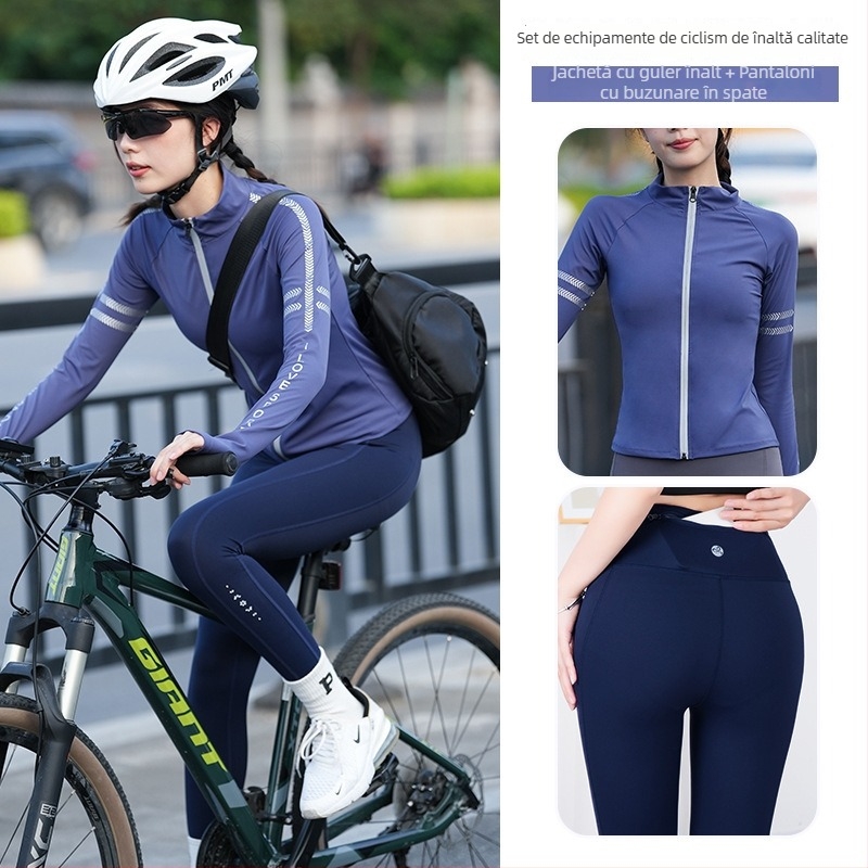 Set unisex pentru ciclism pe drum – evacuare a umezelii, uscare rapidă, model în dungă, pentru toamnă