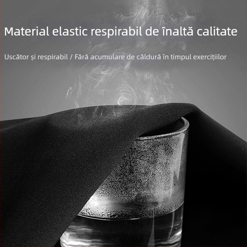 Set de fitness din patru piese, cu elasticitate înaltă, uscare rapidă, țesătură Milk Silk Spandex, mâneci scurte și pantaloni scurți