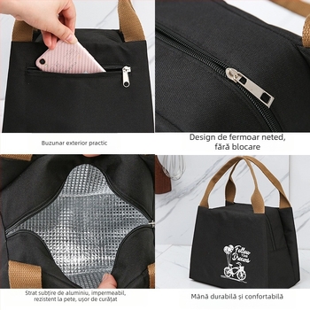 BNRU Geantă termică pentru prânz în stil coreean, impermeabilă, minimalistă modernă, modelul 006