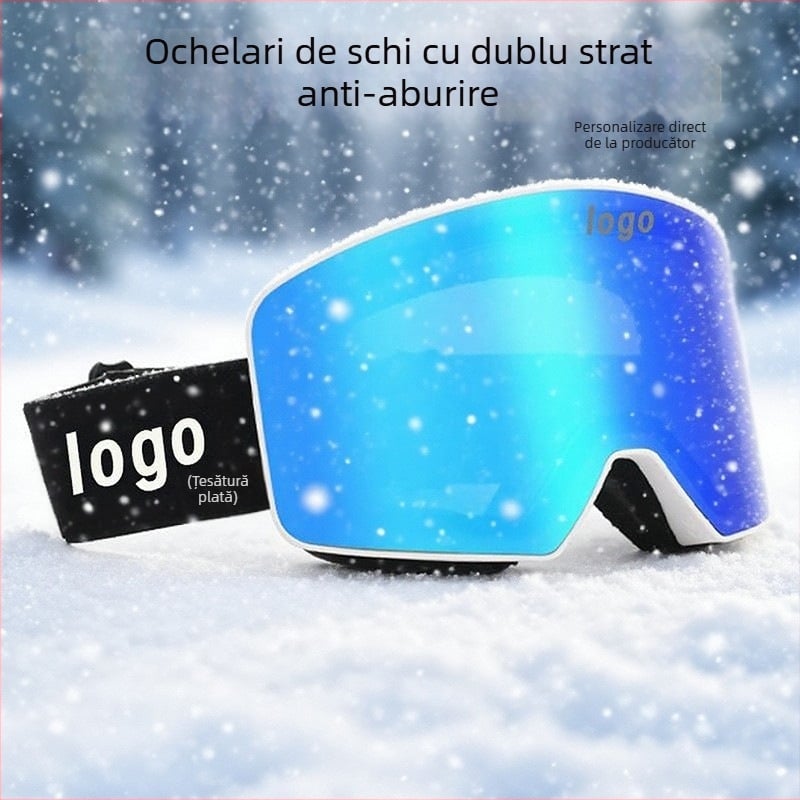 Ochelari de schi cu strat dublu antiaburire, ramă TPU, pentru adulți, protecție oculară