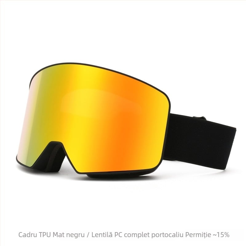 Ochelari de schi cu strat dublu antiaburire, ramă TPU, pentru adulți, protecție oculară