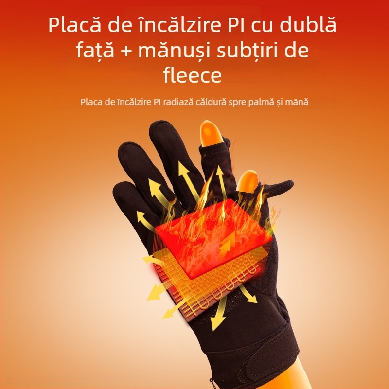 Mănuși electrice încălzite – Reîncărcabile, Material polar, Unisex, pentru schi