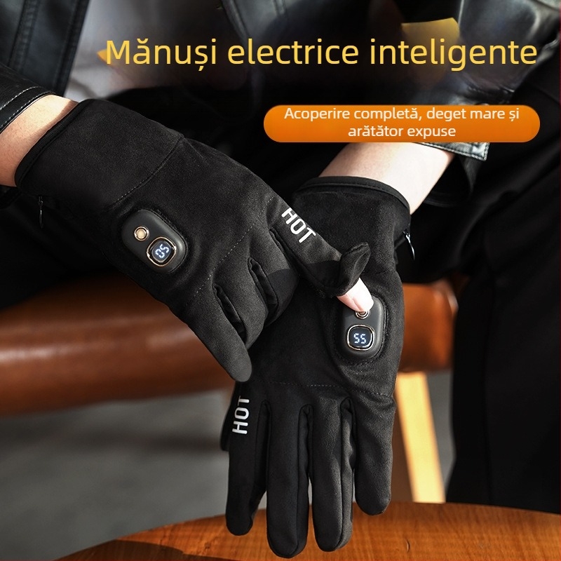 Mănuși electrice încălzite – Reîncărcabile, Material polar, Unisex, pentru schi