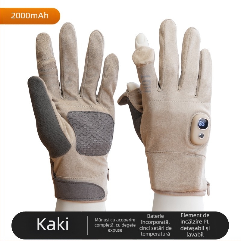 Mănuși electrice încălzite – Reîncărcabile, Material polar, Unisex, pentru schi