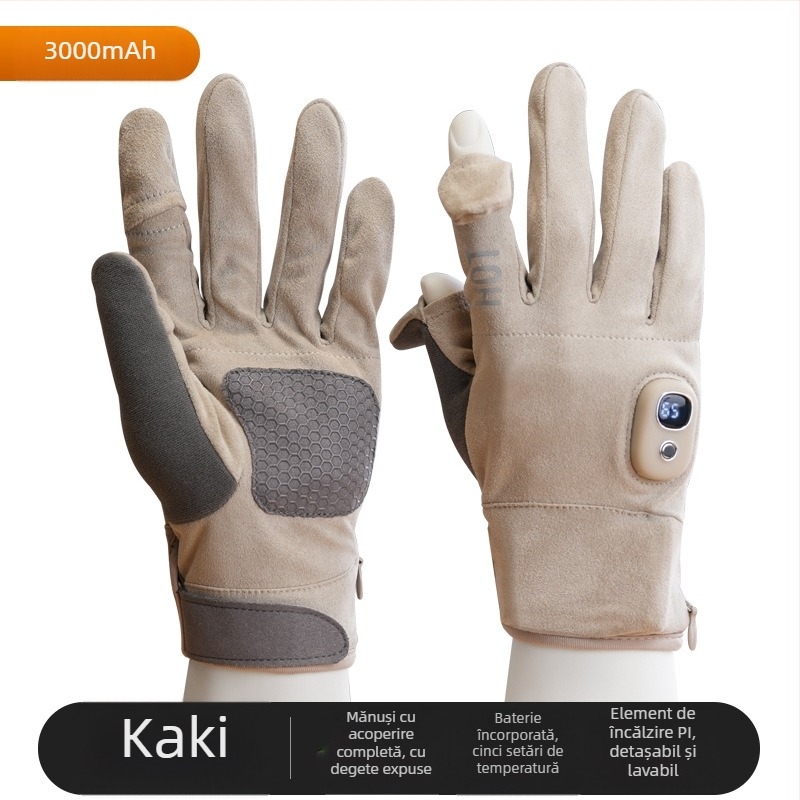 Mănuși electrice încălzite – Reîncărcabile, Material polar, Unisex, pentru schi