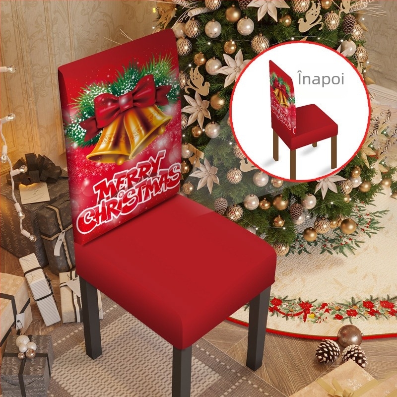 Husă elastică pentru scaun de Crăciun – poliester, brand Yingqian, stil desen animat / minimalist modern, potrivită pentru decor festiv