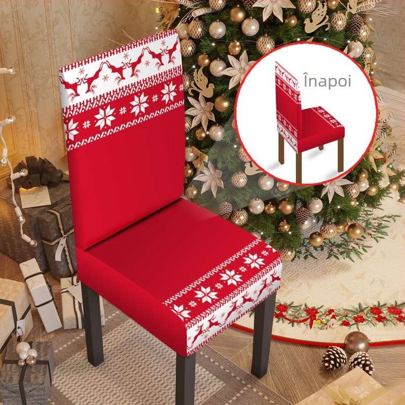 Husă elastică pentru scaun de Crăciun – poliester, brand Yingqian, stil desen animat / minimalist modern, potrivită pentru decor festiv