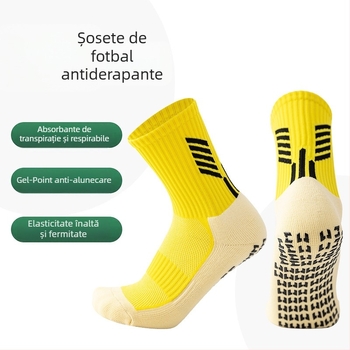 Șosete de fotbal, toamnă–iarna, lungime medie, talpă cu adeziv și talpă tip prosop, antiderapante, absorbante la transpirație