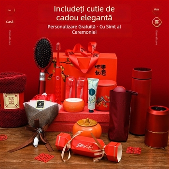 Set cadou cu cană ceramică termoizolantă și prosop, stil etnic, pentru nunți și cadouri de afaceri