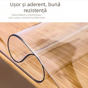 Protecție de masă transparentă din PVC - impermeabilă, anti-alunecare, model floral