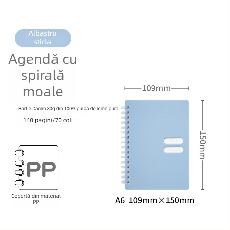 Caiet spirală cu copertă PP moale, model 833, 140 de pagini text, hârtie 80 gsm