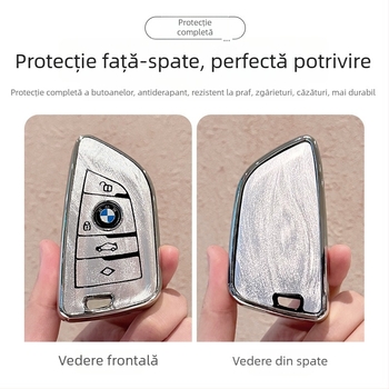 Carcasă pentru cheia BMW Seria 3, TPU, acoperire completă cu cataramă, stil Japonez/Coreean, personalizabil