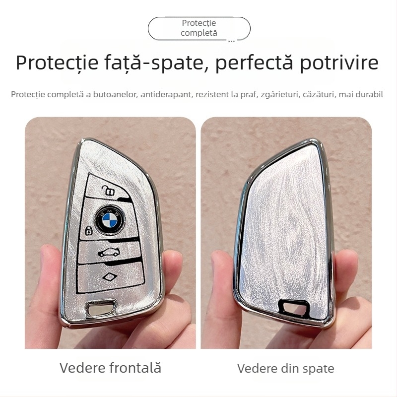 Carcasă pentru cheia BMW Seria 3, TPU, acoperire completă cu cataramă, stil Japonez/Coreean, personalizabil