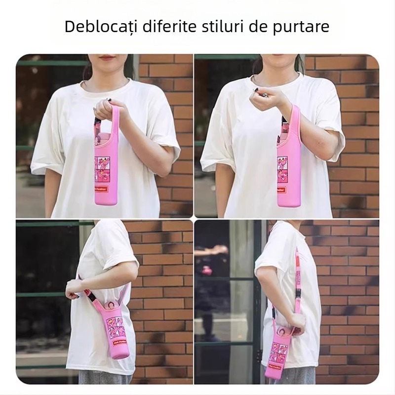 Husă pentru termos pentru copii cu bretea încrucișată, curea universală, protecție pentru sticla de apă, anti-cădere (Brand: Friendly; Material: Pânză; Stil: Creativ; Calitate: Produs calificat)