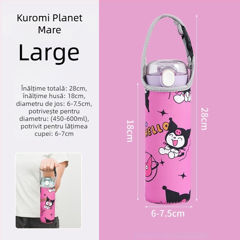 Husă pentru termos pentru copii cu bretea încrucișată, curea universală, protecție pentru sticla de apă, anti-cădere (Brand: Friendly; Material: Pânză; Stil: Creativ; Calitate: Produs calificat)