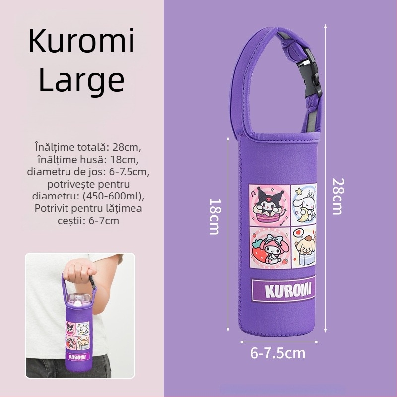 Husă pentru termos pentru copii cu bretea încrucișată, curea universală, protecție pentru sticla de apă, anti-cădere (Brand: Friendly; Material: Pânză; Stil: Creativ; Calitate: Produs calificat)