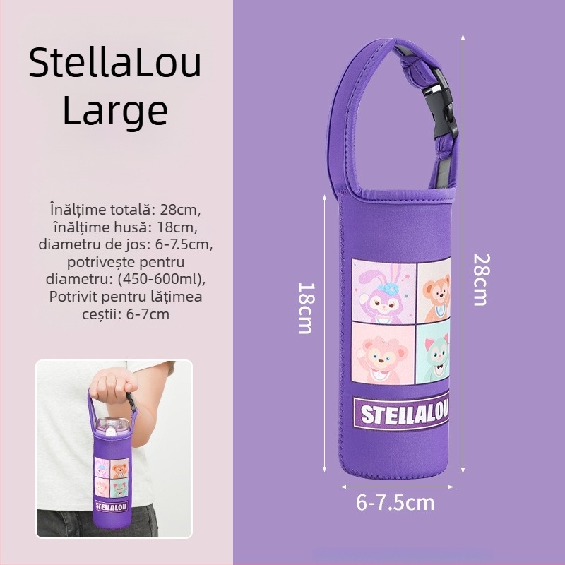 Husă pentru termos pentru copii cu bretea încrucișată, curea universală, protecție pentru sticla de apă, anti-cădere (Brand: Friendly; Material: Pânză; Stil: Creativ; Calitate: Produs calificat)