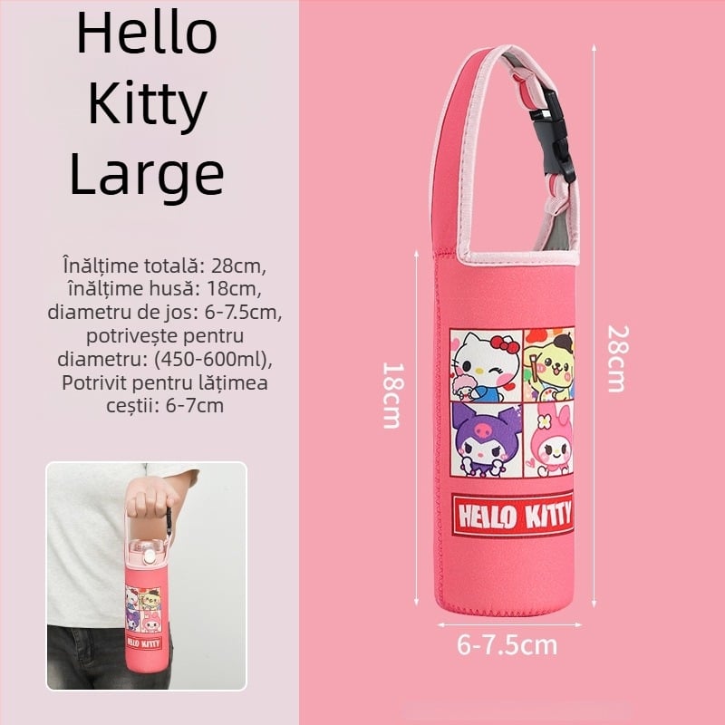 Husă pentru termos pentru copii cu bretea încrucișată, curea universală, protecție pentru sticla de apă, anti-cădere (Brand: Friendly; Material: Pânză; Stil: Creativ; Calitate: Produs calificat)