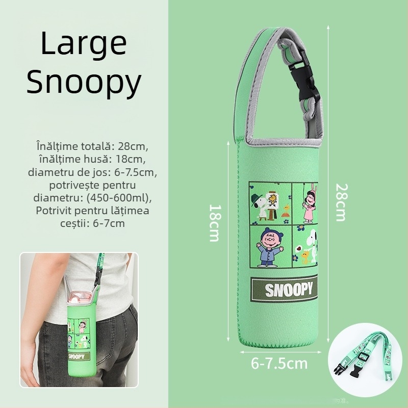 Husă pentru termos pentru copii cu bretea încrucișată, curea universală, protecție pentru sticla de apă, anti-cădere (Brand: Friendly; Material: Pânză; Stil: Creativ; Calitate: Produs calificat)