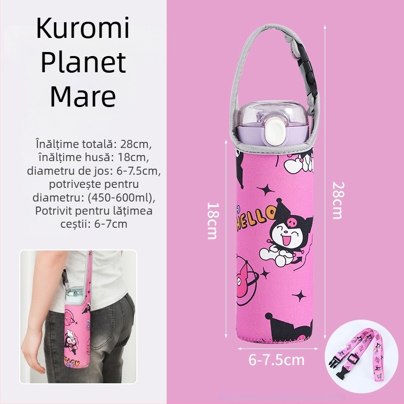 Husă pentru termos pentru copii cu bretea încrucișată, curea universală, protecție pentru sticla de apă, anti-cădere (Brand: Friendly; Material: Pânză; Stil: Creativ; Calitate: Produs calificat)
