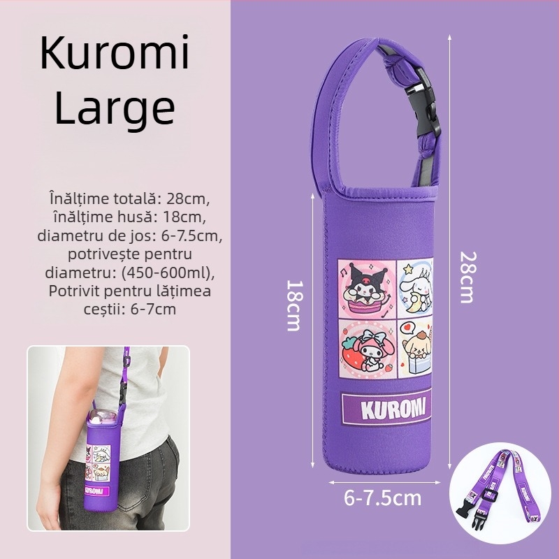 Husă pentru termos pentru copii cu bretea încrucișată, curea universală, protecție pentru sticla de apă, anti-cădere (Brand: Friendly; Material: Pânză; Stil: Creativ; Calitate: Produs calificat)