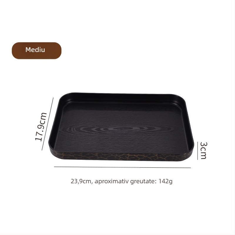 Tavă de servire din plastic PP cu textură lemn-grinat și marmură; imprimare logo disponibilă; personalizare; stil nordic modern; seria Wood Grain Pallet