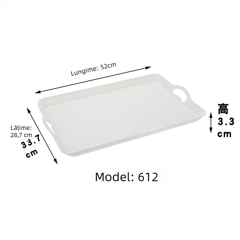 Tavă de servire în stil japonez, model lemn, dreptunghiulară, din plastic, protecție împotriva arsurilor, imprimare logo disponibilă