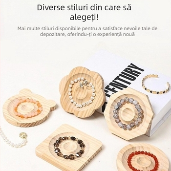 Tavă de afișare pentru brățări din lemn, stil modern minimalist, fără personalizare
