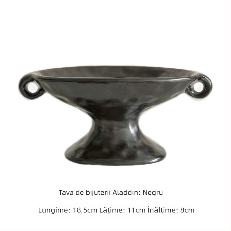 Tavă ceramică pentru aromaterapie, cu mânere duble, în stil vintage-retro, pentru hol și bijuterii pe birou