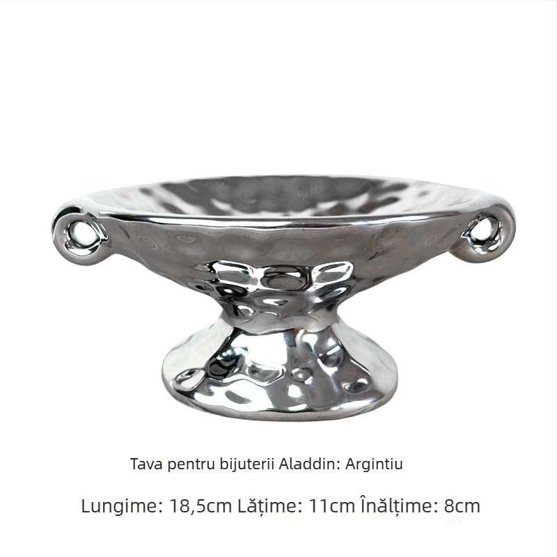 Tavă ceramică pentru aromaterapie, cu mânere duble, în stil vintage-retro, pentru hol și bijuterii pe birou