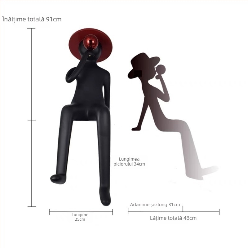 Sculptură șezândă din rășină: băiat ținând baloane și sufla bule, stil simplu și modern; Material: Rășină + oțel inoxidabil; Meșteșug: Altul; Cadou: Cadou personal