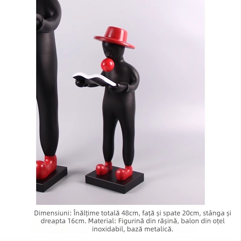 Sculptură șezândă din rășină: băiat ținând baloane și sufla bule, stil simplu și modern; Material: Rășină + oțel inoxidabil; Meșteșug: Altul; Cadou: Cadou personal