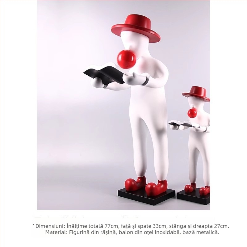 Sculptură șezândă din rășină: băiat ținând baloane și sufla bule, stil simplu și modern; Material: Rășină + oțel inoxidabil; Meșteșug: Altul; Cadou: Cadou personal