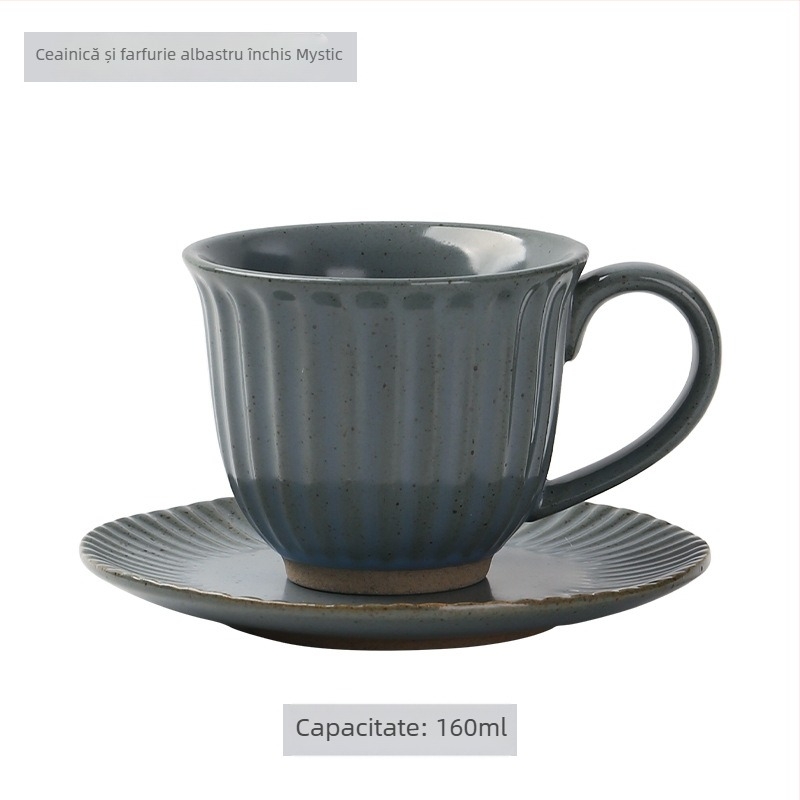 Set ceramic de cești de cafea și farfurioară, stil japonez, logo imprimat, personalizare disponibilă