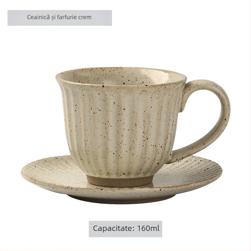 Set ceramic de cești de cafea și farfurioară, stil japonez, logo imprimat, personalizare disponibilă