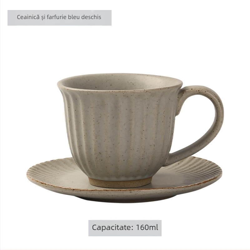 Set ceramic de cești de cafea și farfurioară, stil japonez, logo imprimat, personalizare disponibilă