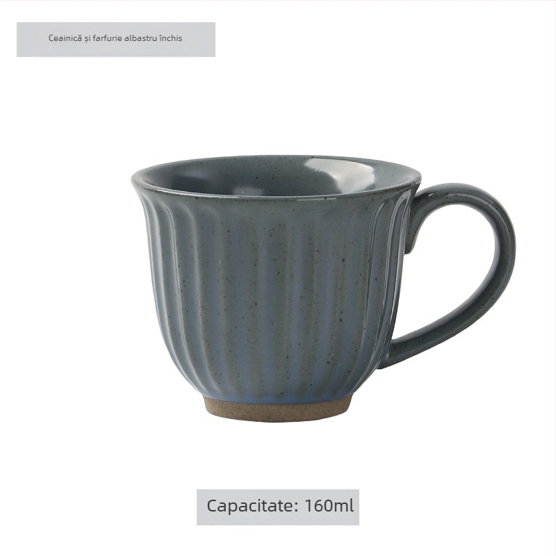 Set ceramic de cești de cafea și farfurioară, stil japonez, logo imprimat, personalizare disponibilă